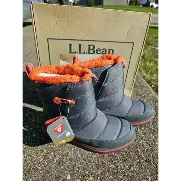 NEW LL Bean Feldspar Kids Lightweight Winter Boots Sz 6 Gray Orange 513076 - Picture 1 of 6